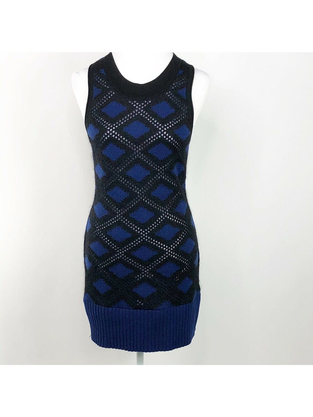 IIsli Knit Tank Dress Black Blue Soft Stretchy Petite Large Sample See Measureme
